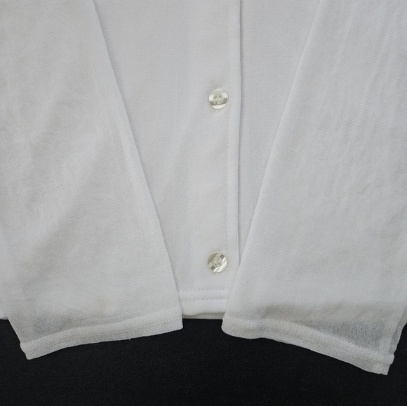 NWT - Imagio White Button Up Blouse w Sheer Sleeves - Size XL - Picture 5 of 9